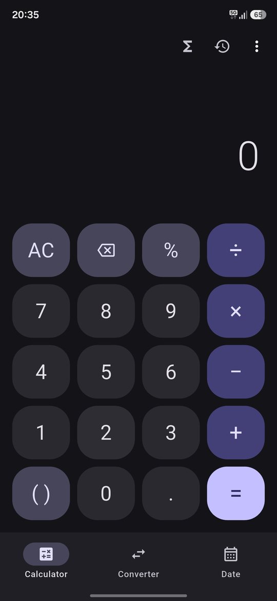 Calculator in dark theme